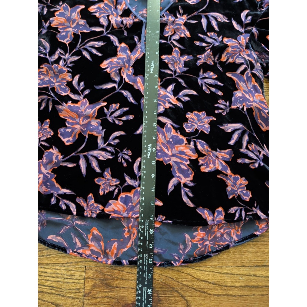Sundance Purple Burnout Velvet Floral Vine Top Balloon Sleeve Boho Sz PS Witchy - Picture 5 of 9